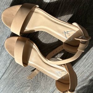 Blush pink heels with ankle strap